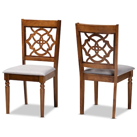 Baxton Studio Renaud Modern and Contemporary Grey Fabric and Walnut Brown Finished Wood 2-Piece Dining Chair Set 176-10543-Zoro